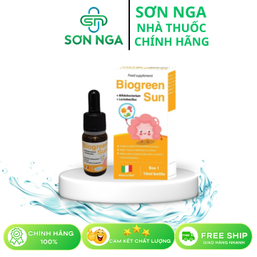 Biogreen Sun men Bổ sung lợi khuẩn hỗ trợ cải thiện tình trạng rối loạn tiêu hóa, tăng cường sức đề kháng lọ 10ml