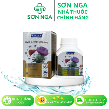 Viên uống Liver Detox 38000mg Vital Code hỗ trợ giải độc gan (Hộp 100 viên)